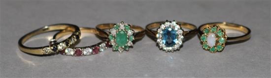 Five assorted rings.